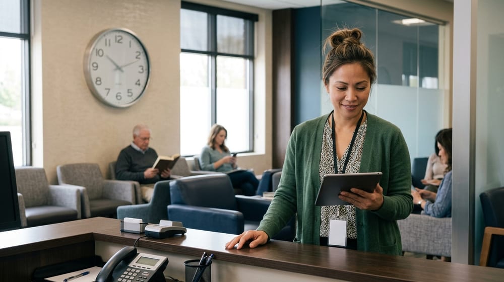 Front desk coordinating the schedule